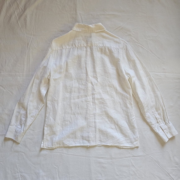 Talbots Petites linen boho eyelet long-sleeve button-down shirt Size M - Picture 3 of 6